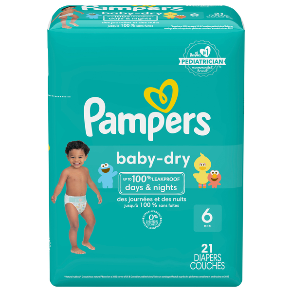 Pampers Baby Dry Size 6 Baby Diapers 35 lb 21 ct pkg Stop Shop