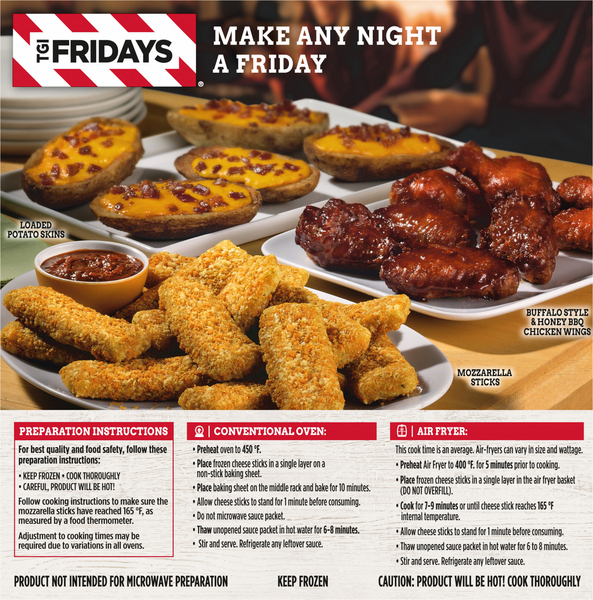 TGI Fridays Mozzarella Sticks with Marinara Sauce 17.4 oz box Giant