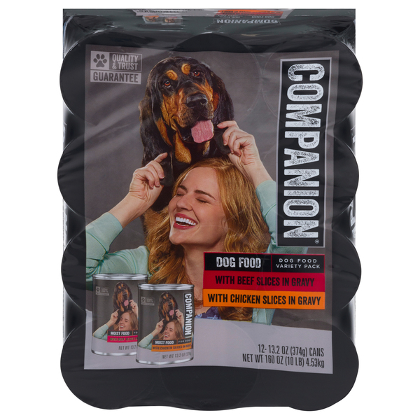 Companion Beef Chicken Slices in Gravy Variety Pack Wet Dog Food 12 ct 10 lb pkg GIANT