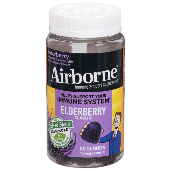 Airborne Immune Support Gummies Elderberry - 50 ct jar