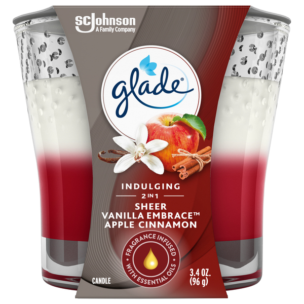 Glade 3 Wick Candle, Apple Cinnamon, Fragrance Candle Infused with Essential  Oils, 6.8 oz