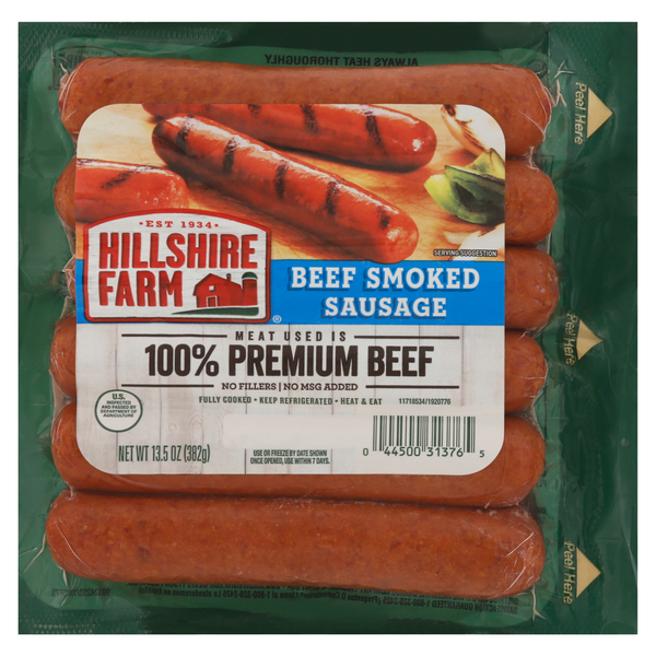 Hillshire Farm Beef Smoked Sausage 6 ct 13.5 oz pkg MARTIN S