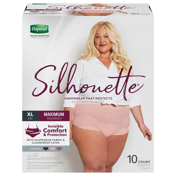 Depend Silhouette Incontinence LARGE/XL Underwear Women Maximum Absorbency  4 Ct