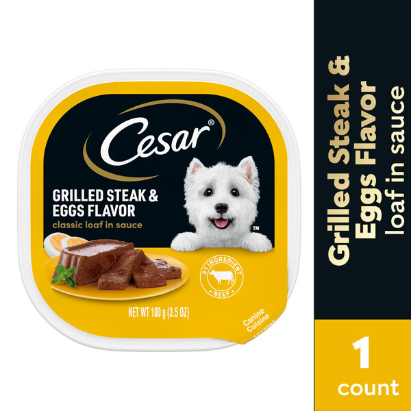Cesar Classic Loaf Grilled Steak & Eggs Adult Wet Dog Food, 3.5 Oz.