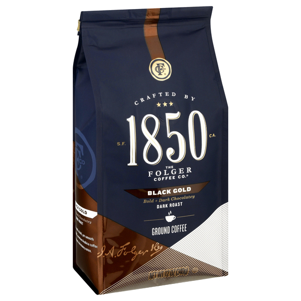 Folgers 1850 Black Gold Dark Roast Ground Coffee 12 oz bag