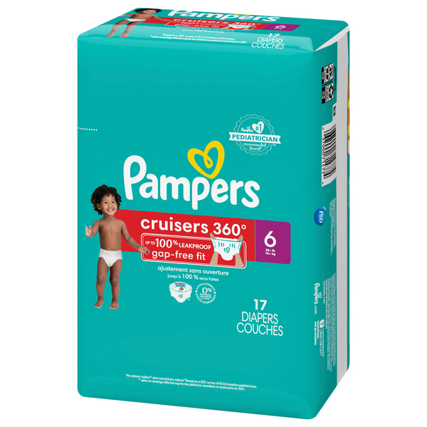Pampers Cruisers 360 Diapers Size 6 35 lbs Jumbo Pack 17 ct pkg