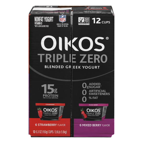 Mixed Berry Oikos Triple Zero High Protein Nonfat Greek Yogurt