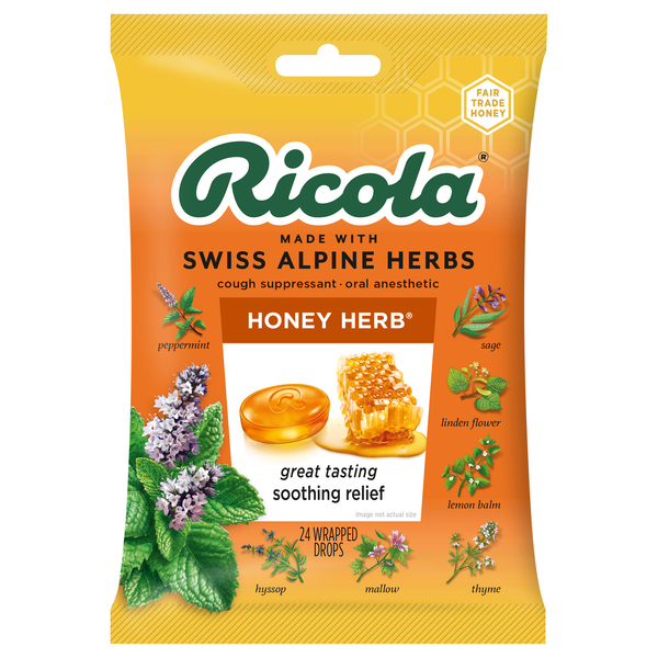 Ricola Herb Throat Drops Sugar Free, Lemon Mint - 19 ct