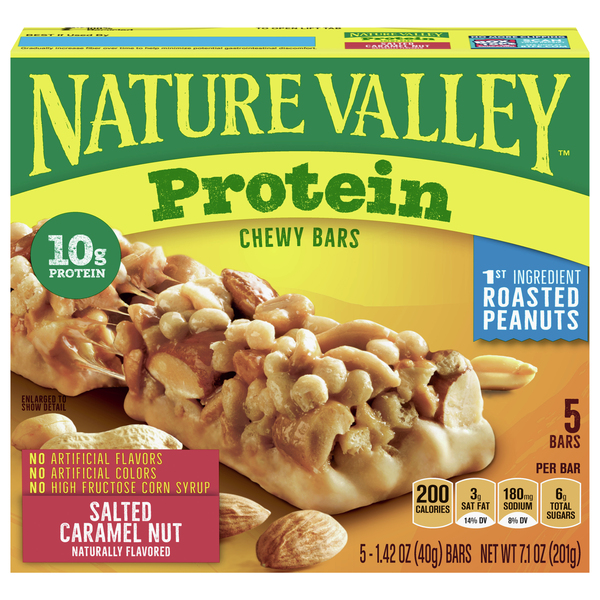 Nature Valley Chewy Protein Bar, Honey Peanut Almond, 5 ct, 7.1 oz