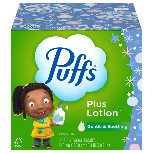 Puffs Plus Lotion White 2-Ply Facial Tissue Cube Box - 48 ct box