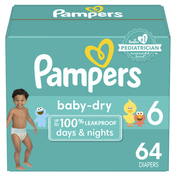 Pampers Baby-Dry Size 6 Diapers 35+ lbs - 64 ct box