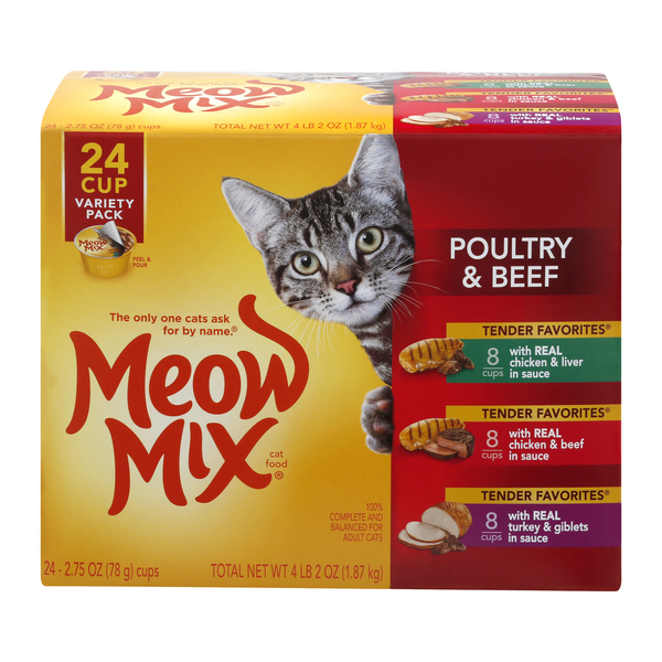 Meow Mix Poultry Beef Wet Cat Food Variety Pack 12 ct 4.2 lb