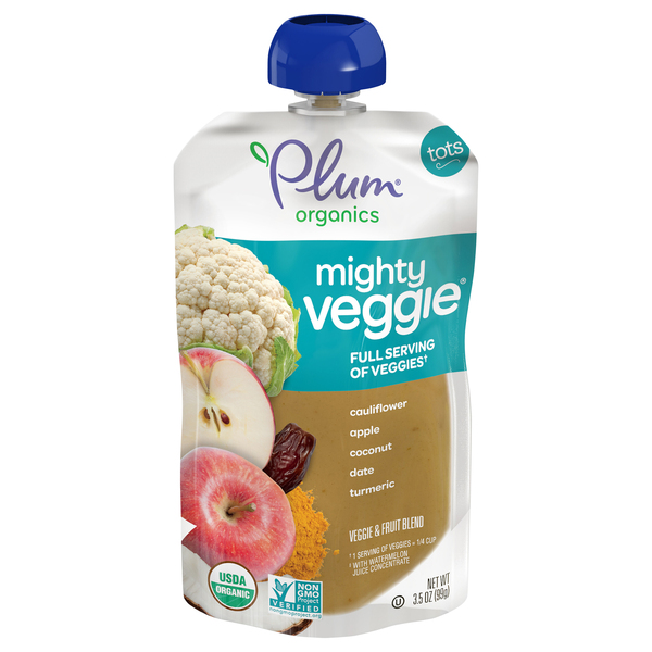 Plum Organics Tots Mighty Veggie Cauliflower Apple Coconut Date