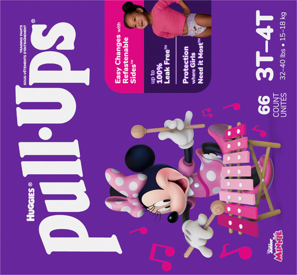 Huggies Pull-Ups Disney Junior Minnie 3T-4T Training Pants Girls 32-40 lbs  - 66 ct box