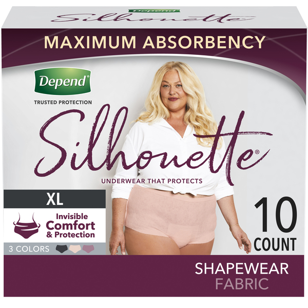 Depend Silhouette Size Medium Maximum Absorbency 4 Count Colors Shapewear  Fabric