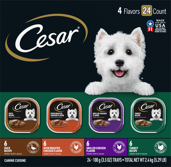 CESAR Classic Loaf in Sauce Poultry Variety Pack Adult Wet Dog Food 24 ct 84.6 oz box GIANT
