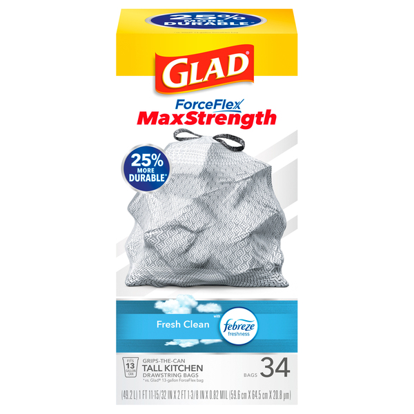 GLAD CAN LINER 13 GAL KITCHEN DRAWSTRING BAGS FLEX - US Foods CHEF