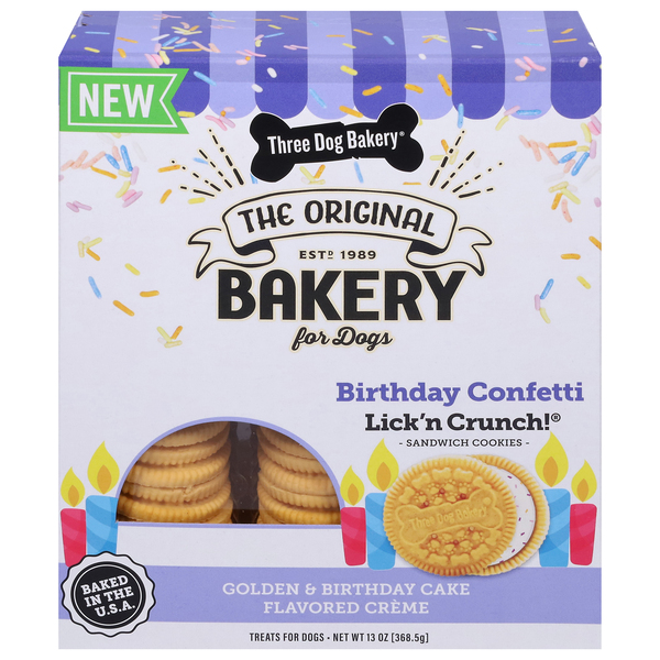 Three Dog Bakery Lick n Crunch Sandwich Cookies Birthday Confetti