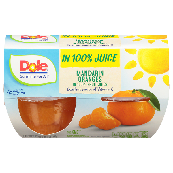 Dole Fruit Cups Mandarin Oranges In 100
