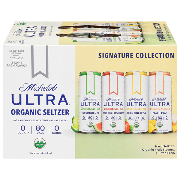 Michelob Ultra Hard Seltzer, Organic, Signature Collection - 12 pack, 12 fl oz slim cans