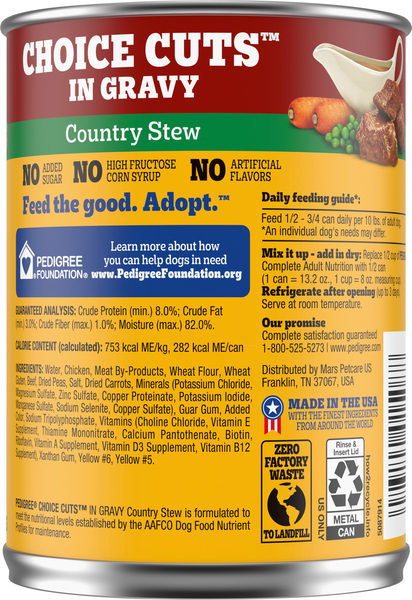 PEDIGREE Choice Cuts in Gravy Country Stew Adult Wet Dog Food 13.2 oz can Giant