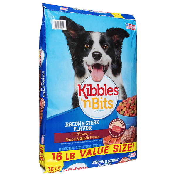 Kibbles n Bits Adult Dry Dog Food Bacon Steak Flavor 16 lb