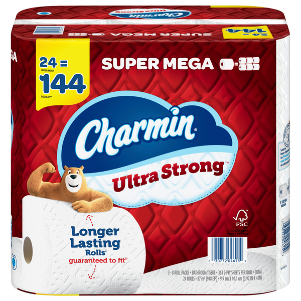 Charmin Ultra Strong Super Mega Roll 2 Ply Toilet Paper 24 ct