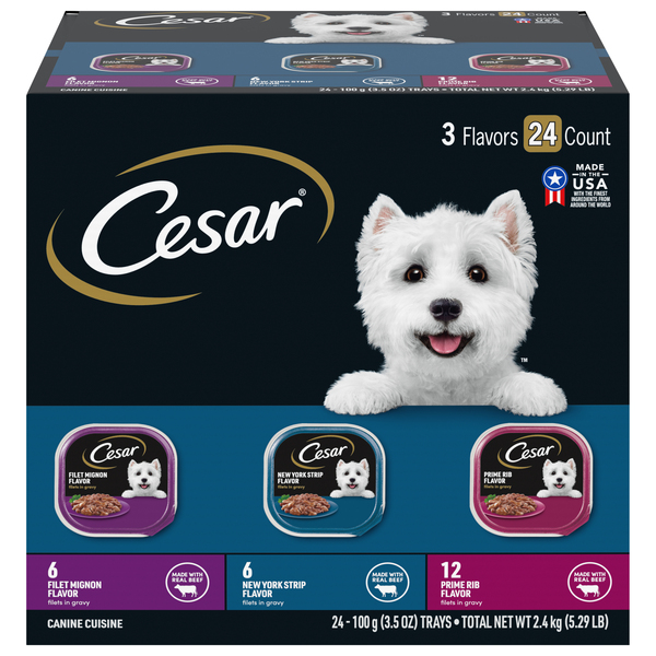Cesar Filets In Sauce Adult Wet Dog Food Variety Pack 3 Flavors