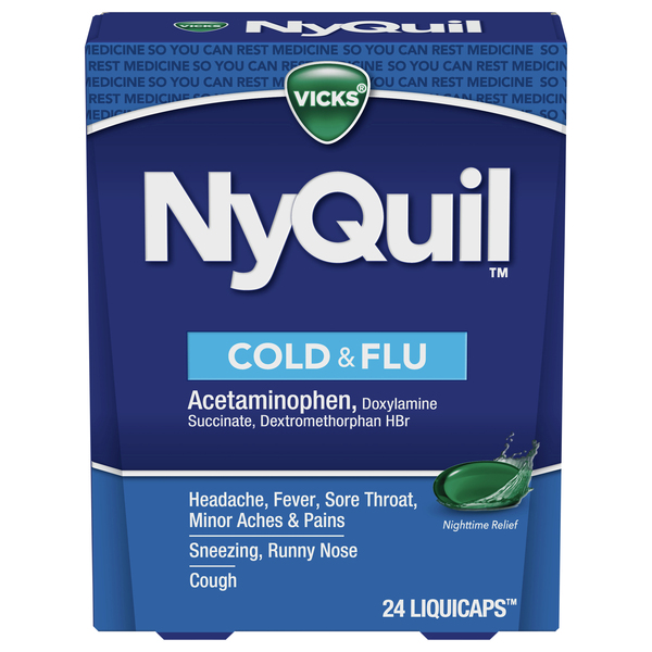 Vicks NyQuil Cold & Flu Nighttime Relief LiquiCaps - 24 ct box