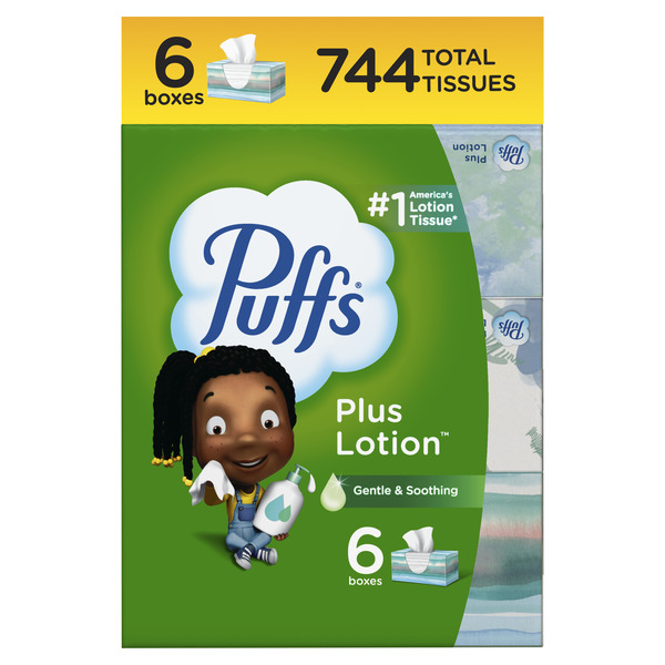 Puffs Plus Lotion Facial Tissue 2-Ply White 124 ct ea - 3 pk