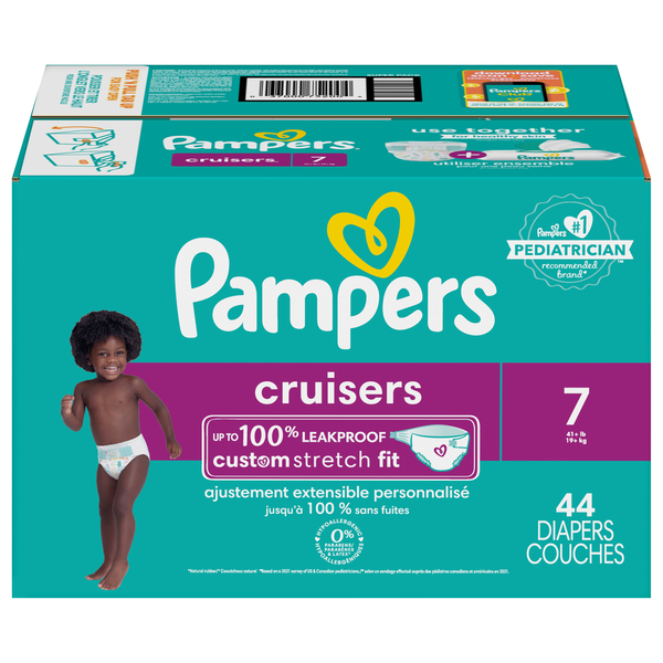Pampers Cruisers Size 7 Diapers 41+ lbs Super Pack - 44 ct box