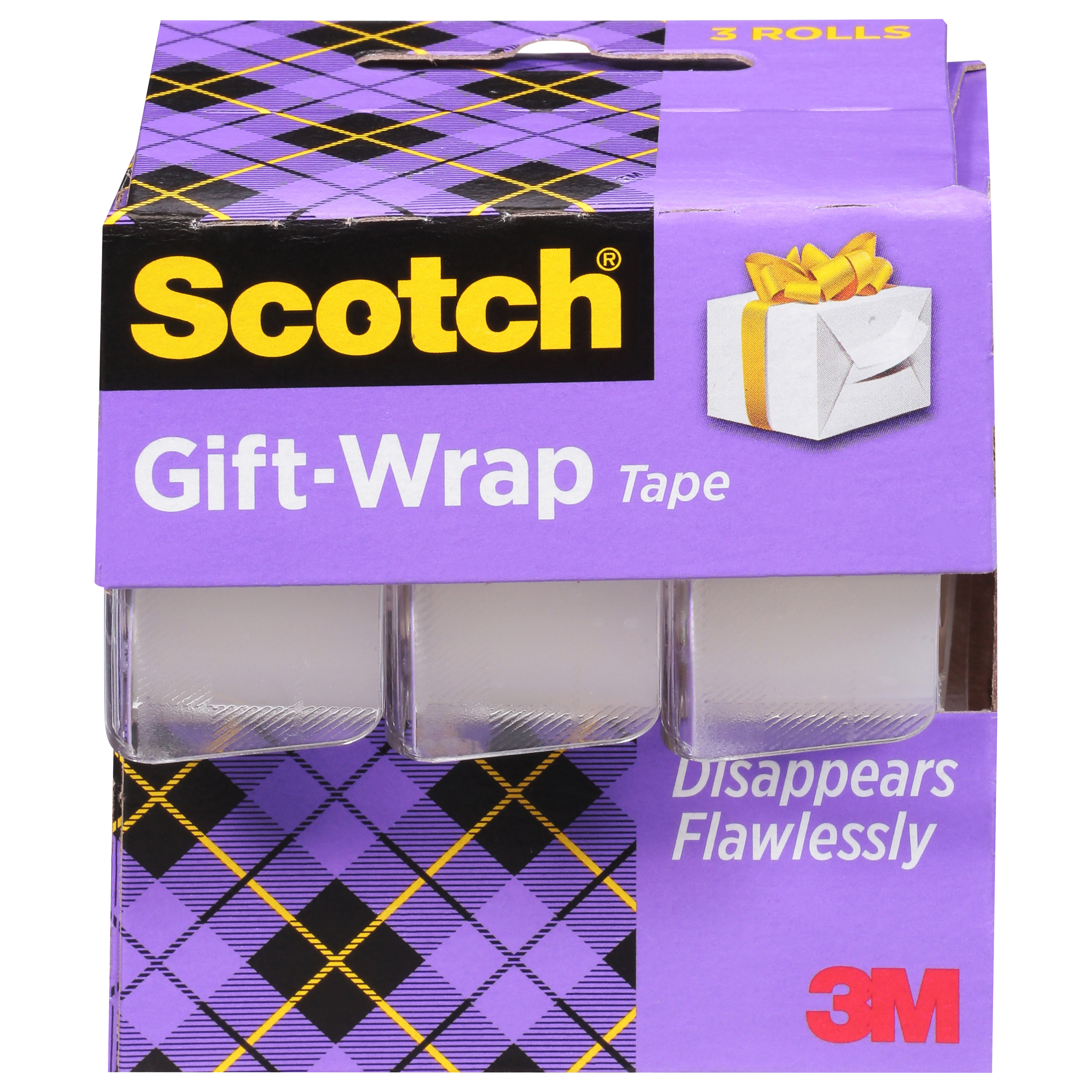 3M Scotch Tape Gift Wrap Satin Finish .75 X 300 Inch ea - 3 pk - 25 yards