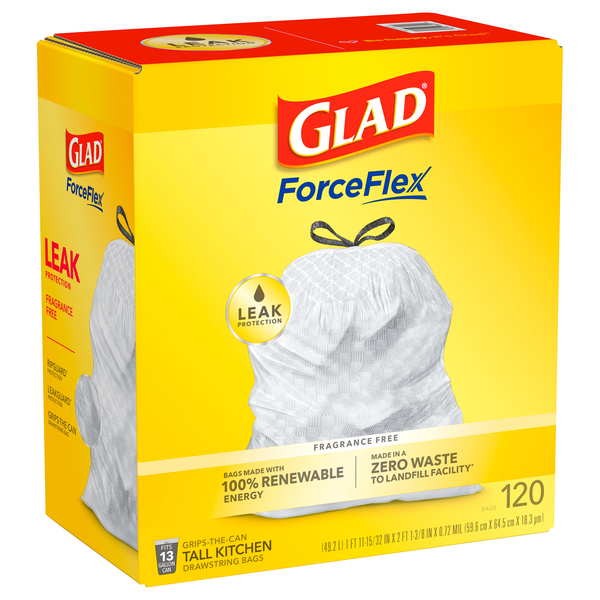 Glad ForceFlex Tall Kitchen Drawstring Trash Bags, 90 ct - Pay Less Super  Markets