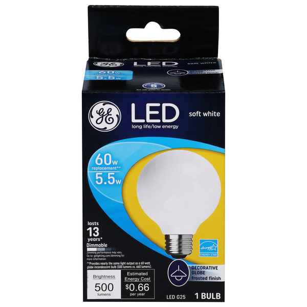Ge soft white decorative 60w incandescent g25 globe light bulbs store