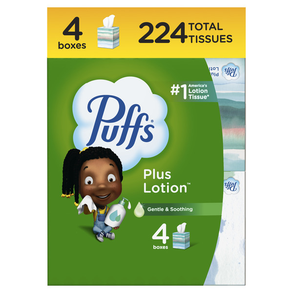 Puffs Plus Lotion White 2-Ply Facial Tissues Flat Box 56 ct ea - 4