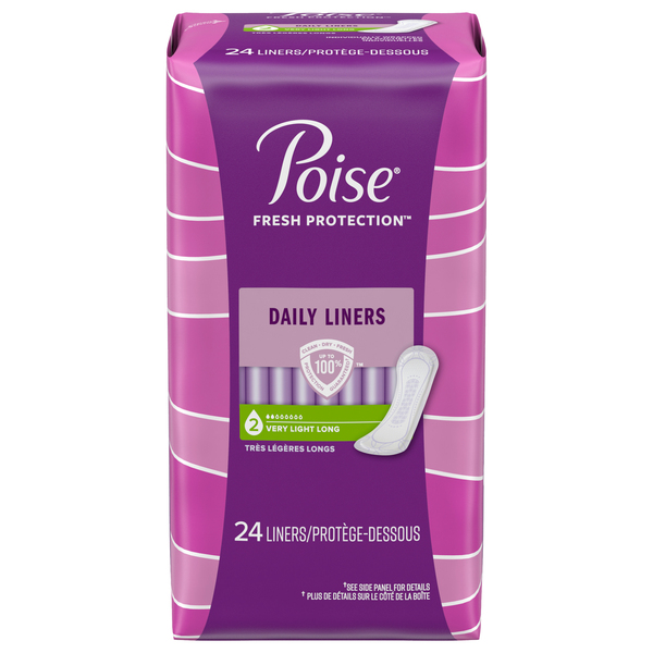 Poise Daily Incontinence Liners Long Length Absorbency Very Light