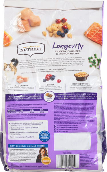 Rachael Ray Nutrish Longevity Natural Chicken Chickpea Salmon Dry Cat Food 3 lb bag Stop Shop