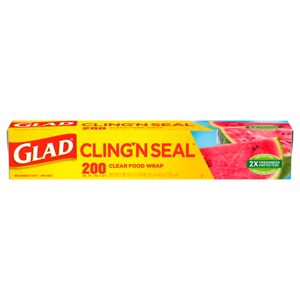 Glad Cling n Seal Wrap Plastic Wrap - 200 Square Foot Roll
