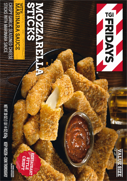 TGI Fridays Mozzarella Sticks with Marinara Sauce Value Size Frozen 30 oz box Giant
