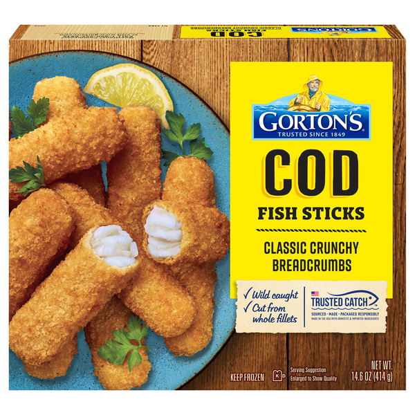 Gorton's Wild Caught Classic Crunchy Cod Fish Sticks Frozen - 14.6