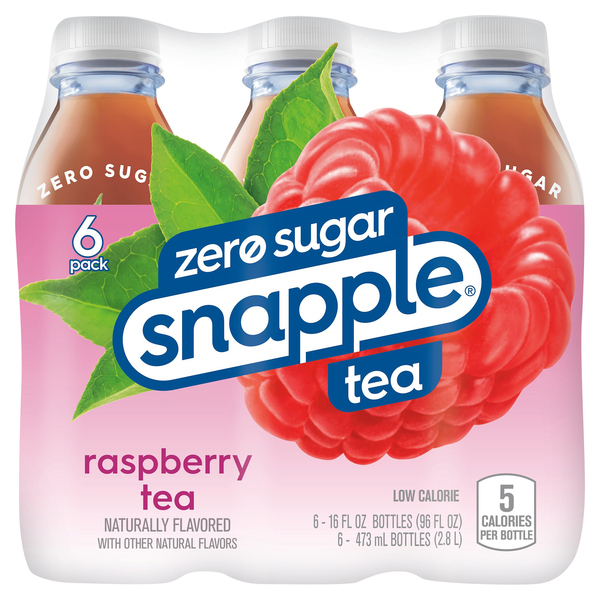 Snapple Zero Sugar Raspberry Flavored Iced Tea 6 pk Plastic 16