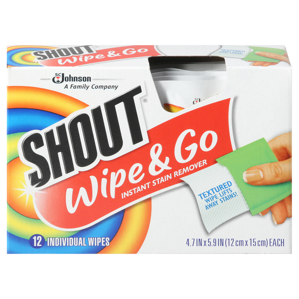 Shout Wipes Stain Treater Towelettes, Portable, Travel Pack