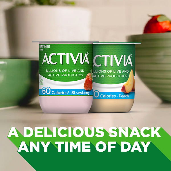 Activia Low Fat Strawberry & Peach Probiotic Yogurt Cups - 12 ct