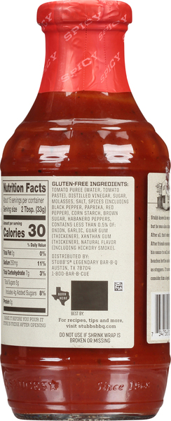 Stubb s Spicy Barbecue Sauce 18 oz btl Giant
