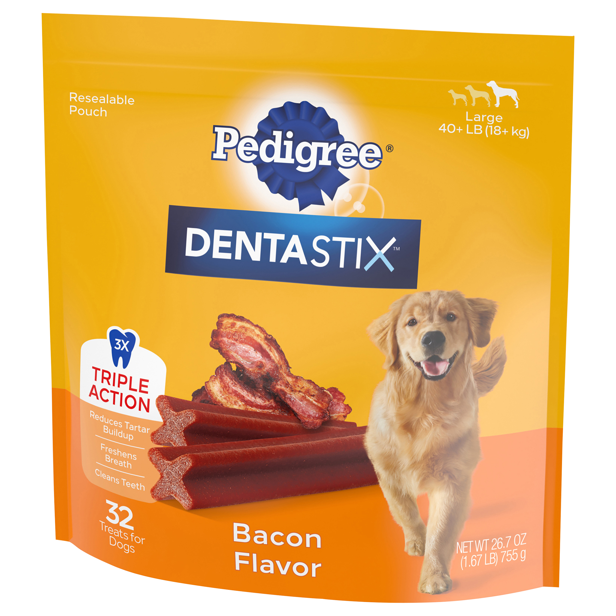 Pedigree DENTASTIX Treats for Dogs Large Bacon Flavor 32 ct