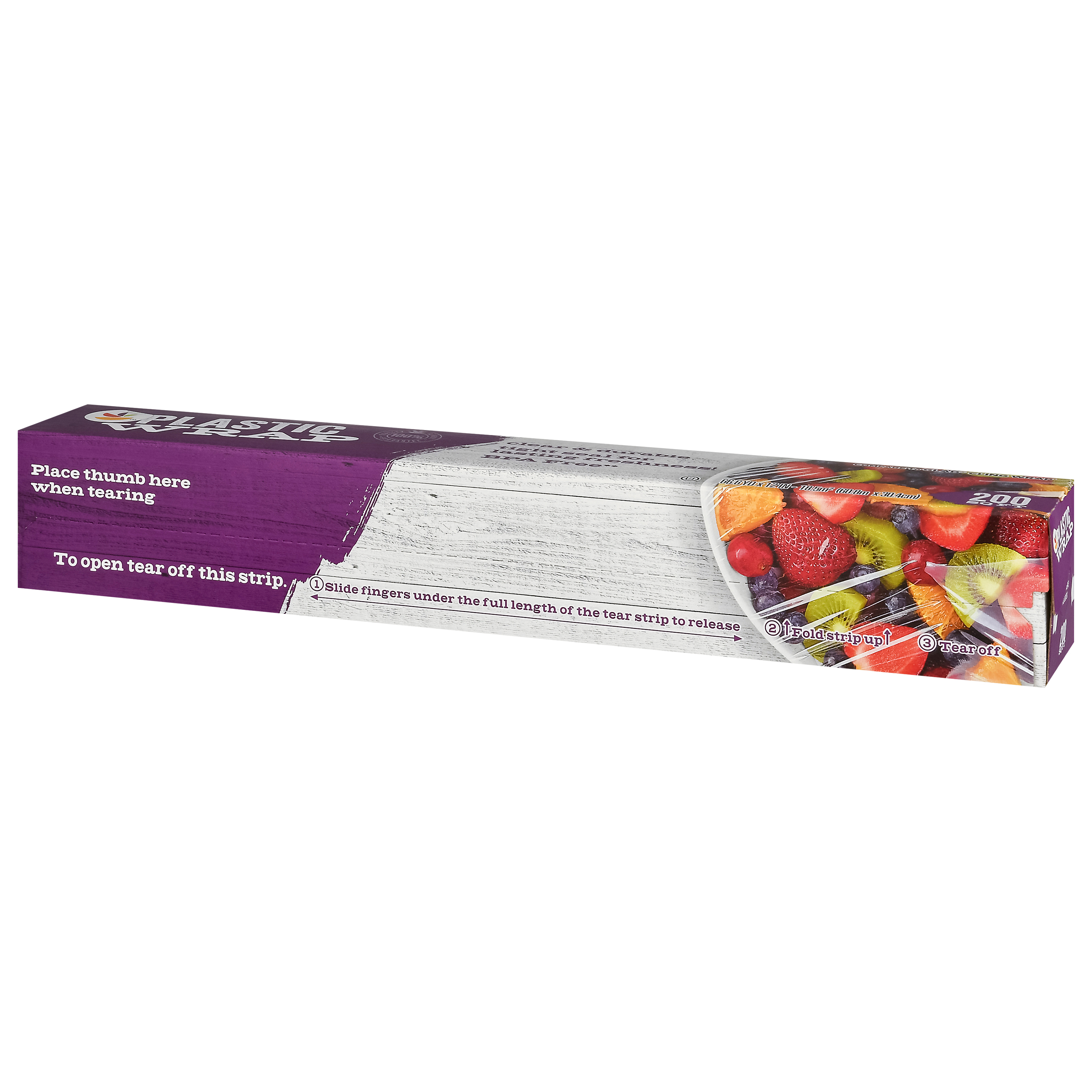 Glad Cling Wrap Clear Plastic Wrap, 200 Sq Ft (Pack of 3)
