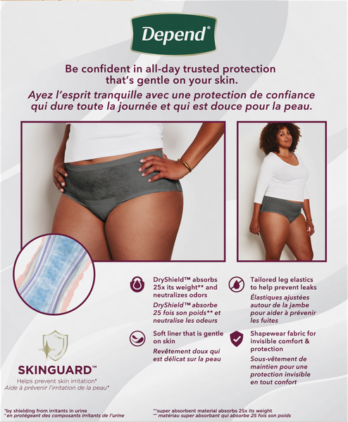 Depend Women's Fresh Protection Incontinence Underwear Maximum Blush L
