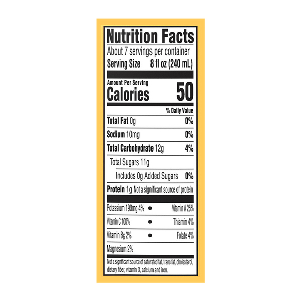 Orange juice nutrition data shop