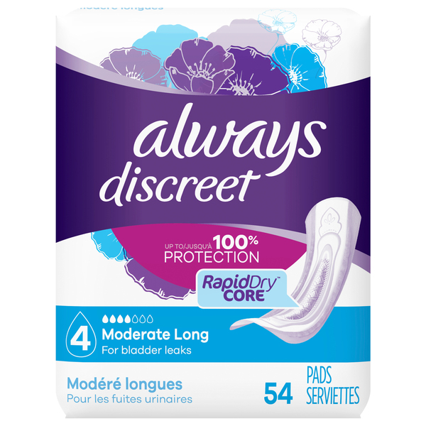Always Discreet Incontinence and Postpartum Moderate Long Size 4