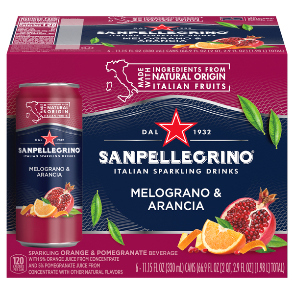 San Pellegrino Sparkling Fruit Beverage Aranciata 330 Ml 6 Cans